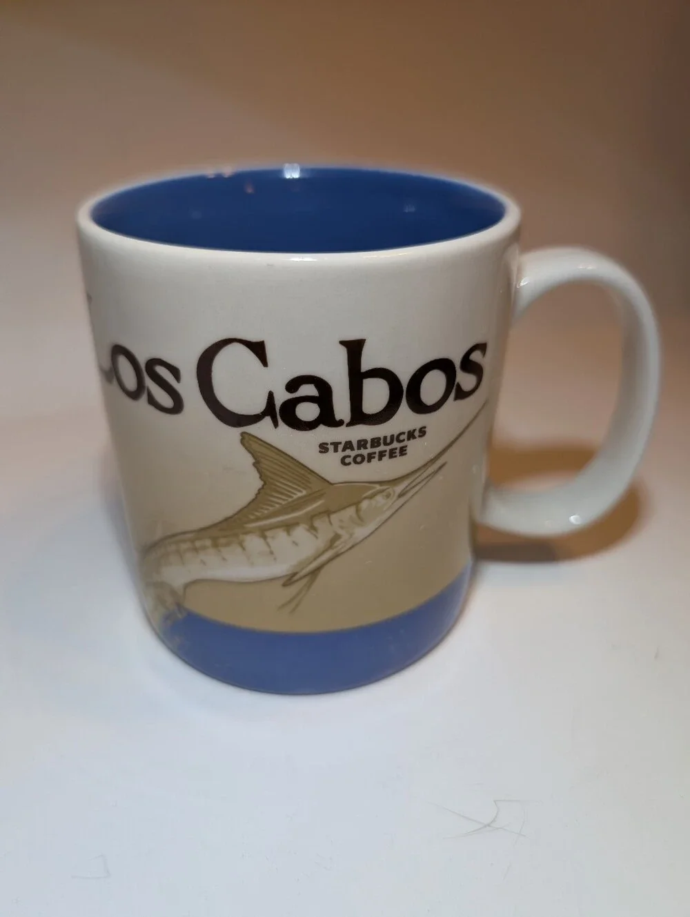 Starbucks Los Cabos Blue & White Fish Graphic Mug 2011